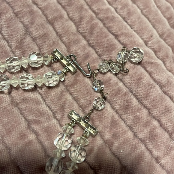 Vintage estate crystal bead choker necklace and coil bracelet - Picture 3 of 4